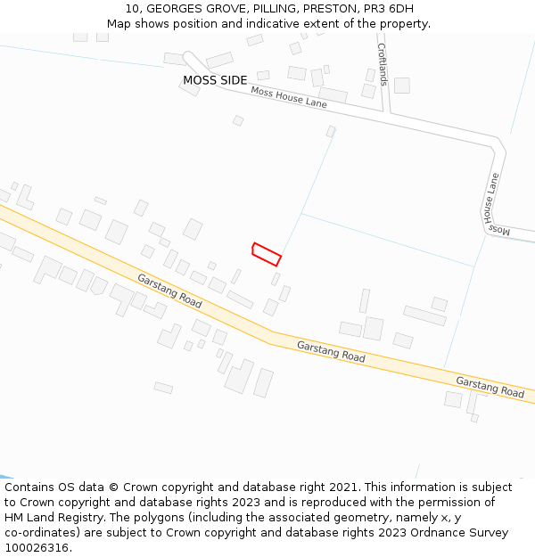 10, GEORGES GROVE, PILLING, PRESTON, PR3 6DH: Location map and indicative extent of plot