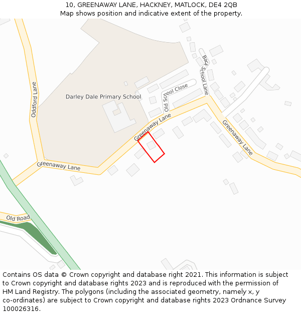 10, GREENAWAY LANE, HACKNEY, MATLOCK, DE4 2QB: Location map and indicative extent of plot