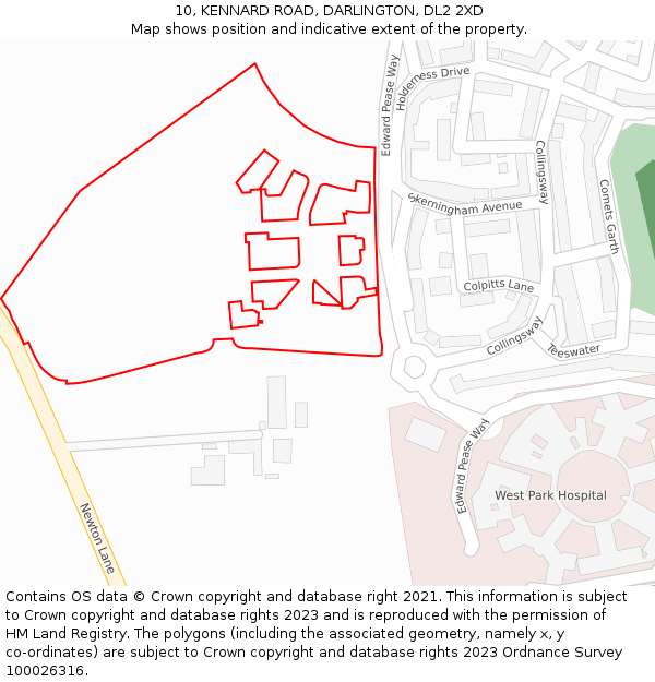 10, KENNARD ROAD, DARLINGTON, DL2 2XD: Location map and indicative extent of plot