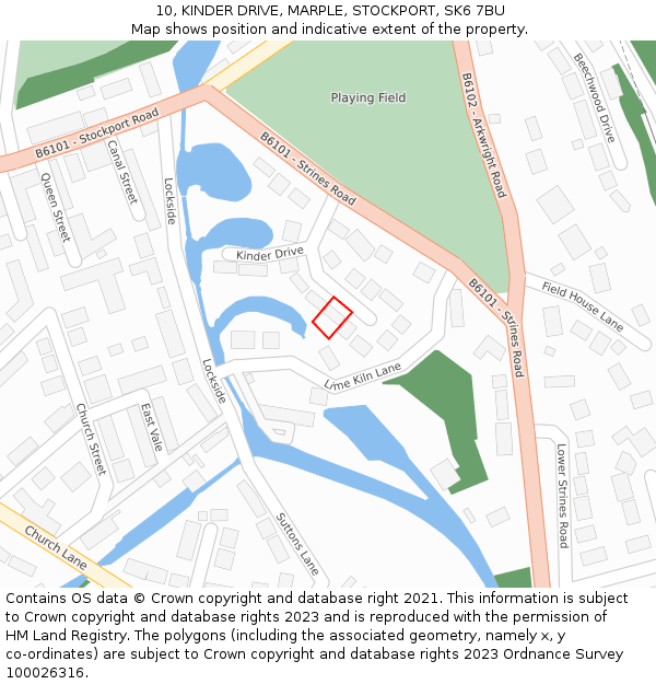 10, KINDER DRIVE, MARPLE, STOCKPORT, SK6 7BU: Location map and indicative extent of plot