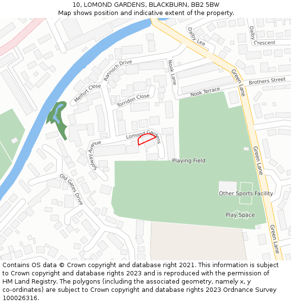 10, LOMOND GARDENS, BLACKBURN, BB2 5BW: Location map and indicative extent of plot