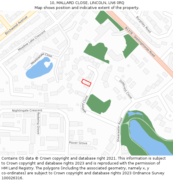 10, MALLARD CLOSE, LINCOLN, LN6 0RQ: Location map and indicative extent of plot