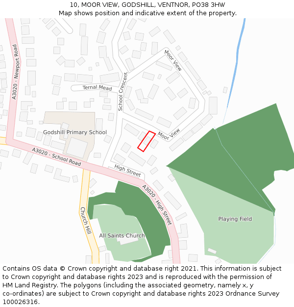 10, MOOR VIEW, GODSHILL, VENTNOR, PO38 3HW: Location map and indicative extent of plot