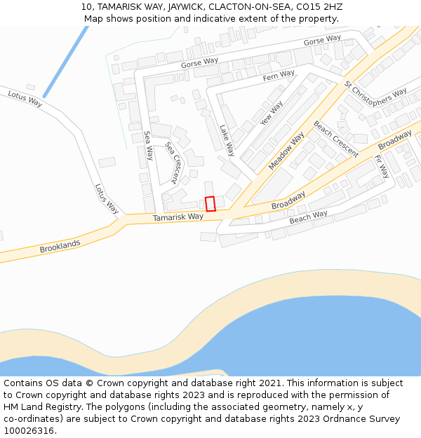 10, TAMARISK WAY, JAYWICK, CLACTON-ON-SEA, CO15 2HZ: Location map and indicative extent of plot