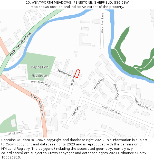 10, WENTWORTH MEADOWS, PENISTONE, SHEFFIELD, S36 6SW: Location map and indicative extent of plot