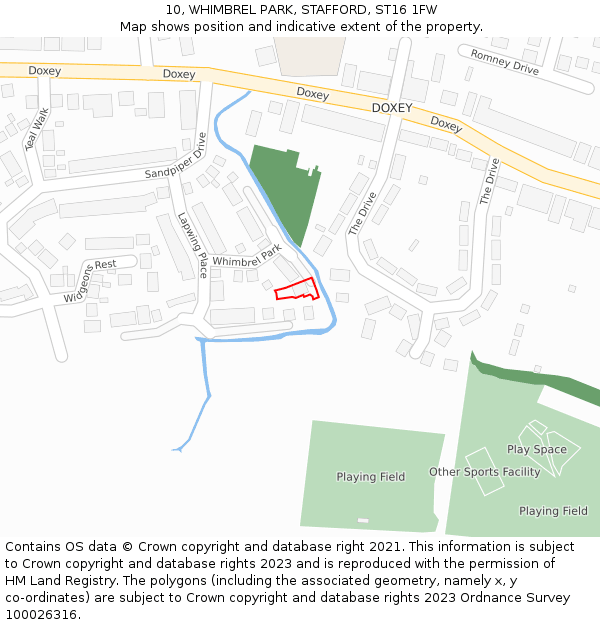 10, WHIMBREL PARK, STAFFORD, ST16 1FW: Location map and indicative extent of plot