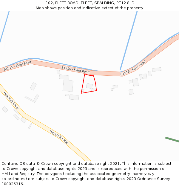 102, FLEET ROAD, FLEET, SPALDING, PE12 8LD: Location map and indicative extent of plot