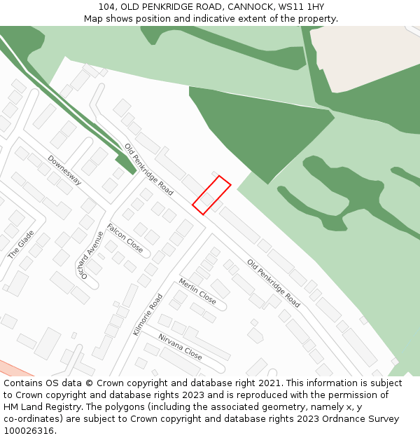 104, OLD PENKRIDGE ROAD, CANNOCK, WS11 1HY: Location map and indicative extent of plot