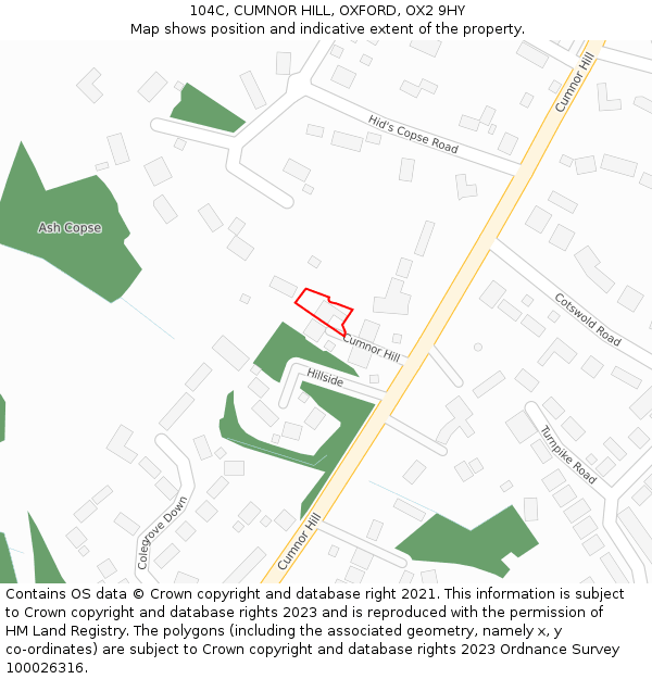 104C, CUMNOR HILL, OXFORD, OX2 9HY: Location map and indicative extent of plot