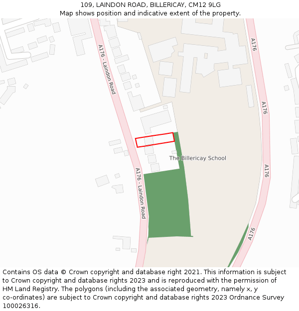 109, LAINDON ROAD, BILLERICAY, CM12 9LG: Location map and indicative extent of plot