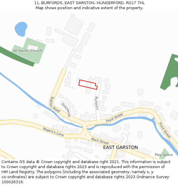 11, BURFORDS, EAST GARSTON, HUNGERFORD, RG17 7HL: Location map and indicative extent of plot