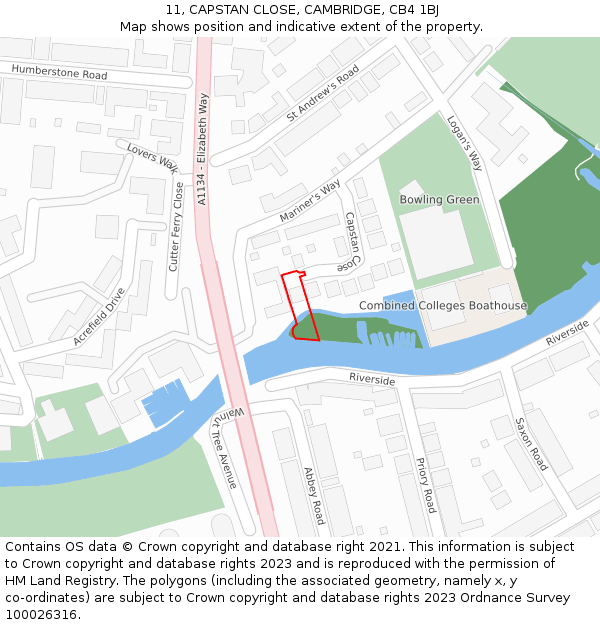 11, CAPSTAN CLOSE, CAMBRIDGE, CB4 1BJ: Location map and indicative extent of plot