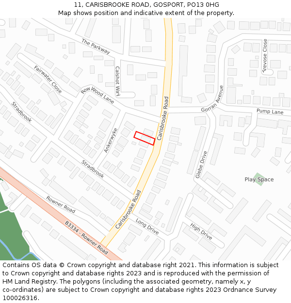 11, CARISBROOKE ROAD, GOSPORT, PO13 0HG: Location map and indicative extent of plot