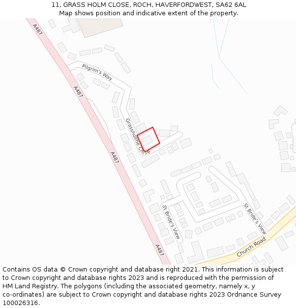 11, GRASS HOLM CLOSE, ROCH, HAVERFORDWEST, SA62 6AL: Location map and indicative extent of plot