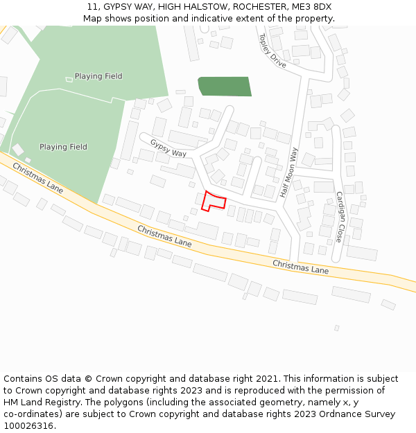 11, GYPSY WAY, HIGH HALSTOW, ROCHESTER, ME3 8DX: Location map and indicative extent of plot