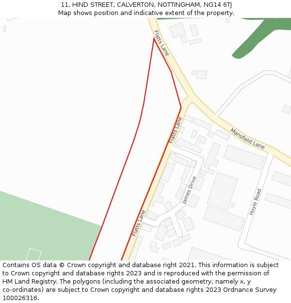 11, HIND STREET, CALVERTON, NOTTINGHAM, NG14 6TJ: Location map and indicative extent of plot