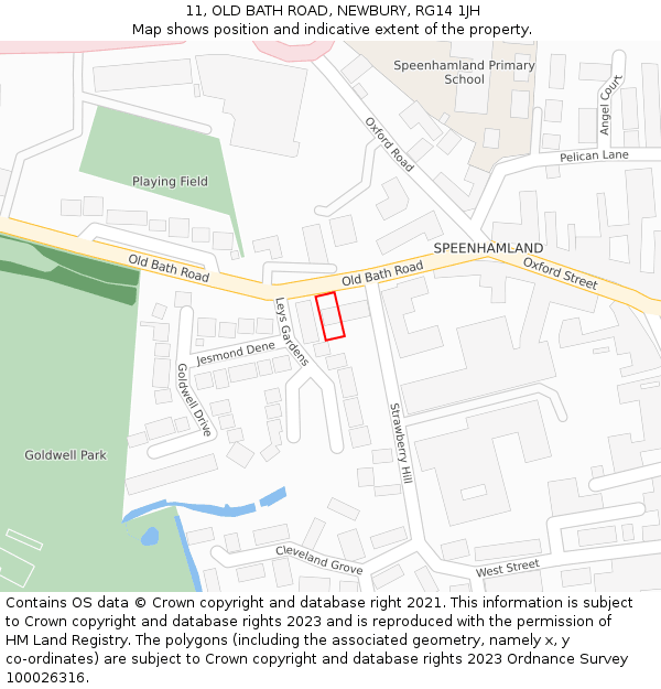 11, OLD BATH ROAD, NEWBURY, RG14 1JH: Location map and indicative extent of plot