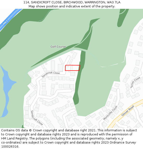 114, SANDICROFT CLOSE, BIRCHWOOD, WARRINGTON, WA3 7LA: Location map and indicative extent of plot