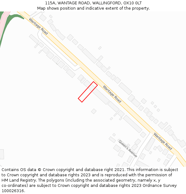 115A, WANTAGE ROAD, WALLINGFORD, OX10 0LT: Location map and indicative extent of plot