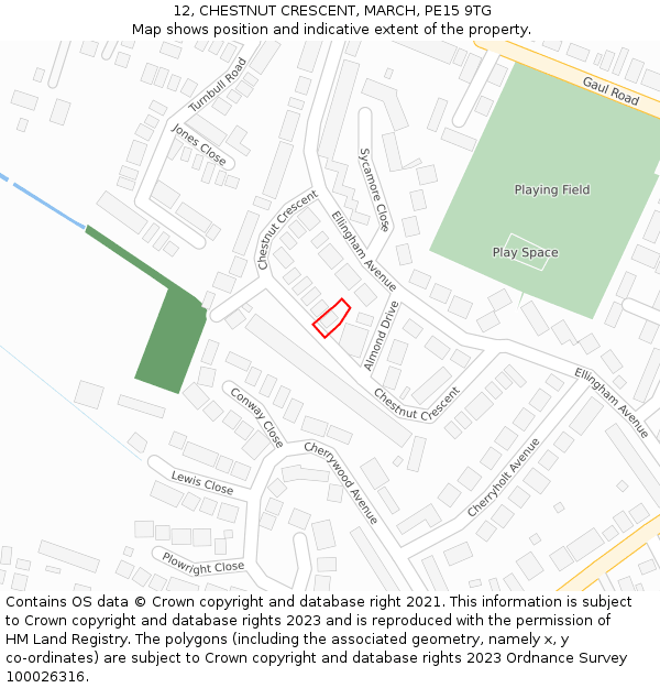 12, CHESTNUT CRESCENT, MARCH, PE15 9TG: Location map and indicative extent of plot