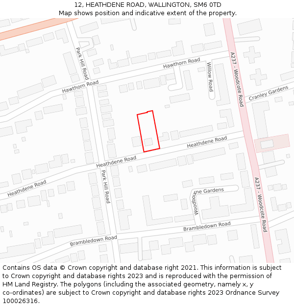 12, HEATHDENE ROAD, WALLINGTON, SM6 0TD: Location map and indicative extent of plot