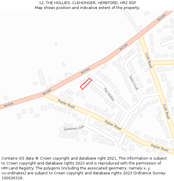 12, THE HOLLIES, CLEHONGER, HEREFORD, HR2 9SP: Location map and indicative extent of plot