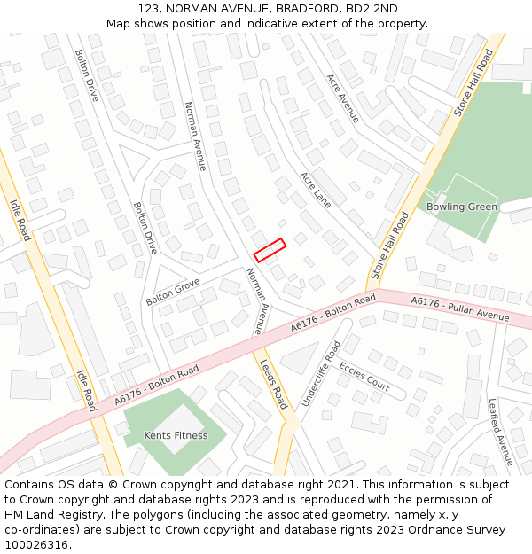 123, NORMAN AVENUE, BRADFORD, BD2 2ND: Location map and indicative extent of plot