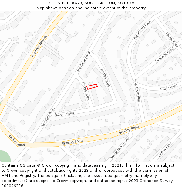 13, ELSTREE ROAD, SOUTHAMPTON, SO19 7AG: Location map and indicative extent of plot