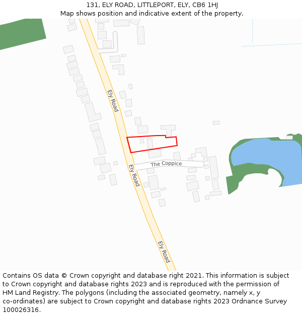 131, ELY ROAD, LITTLEPORT, ELY, CB6 1HJ: Location map and indicative extent of plot