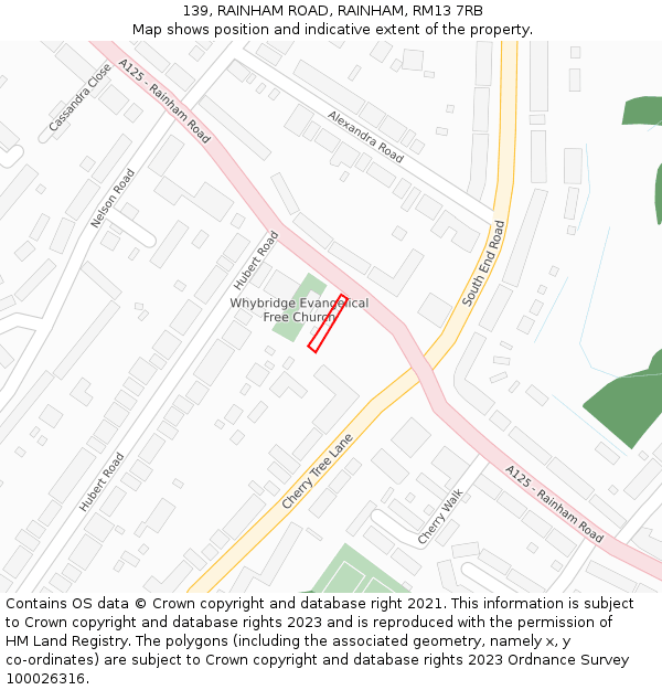 139, RAINHAM ROAD, RAINHAM, RM13 7RB: Location map and indicative extent of plot