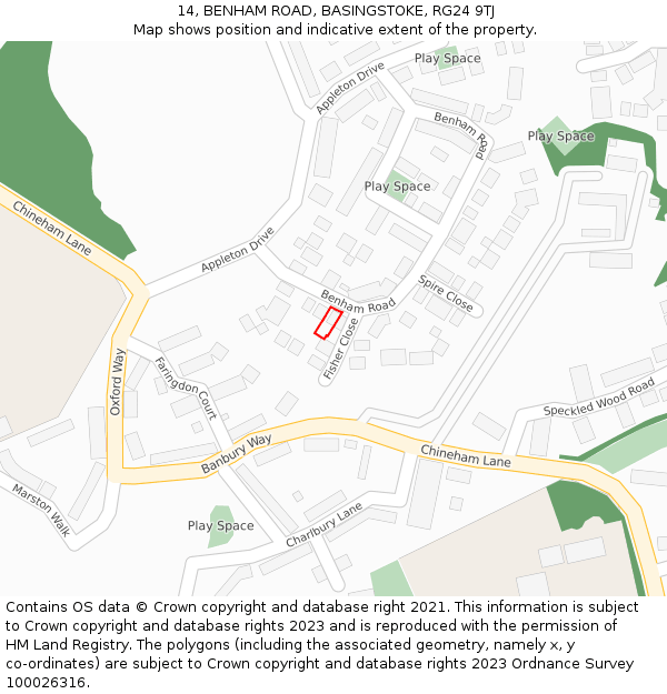 14, BENHAM ROAD, BASINGSTOKE, RG24 9TJ: Location map and indicative extent of plot