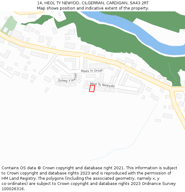 14, HEOL TY NEWYDD, CILGERRAN, CARDIGAN, SA43 2RT: Location map and indicative extent of plot