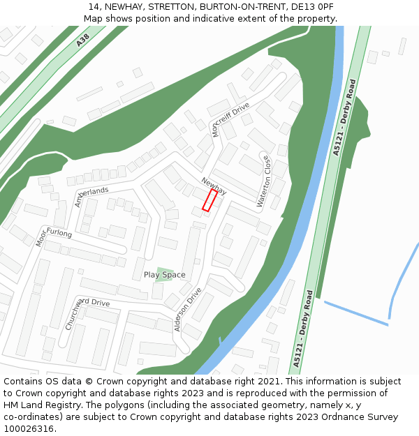 14, NEWHAY, STRETTON, BURTON-ON-TRENT, DE13 0PF: Location map and indicative extent of plot