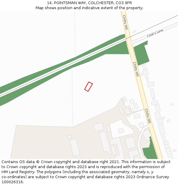 14, POINTSMAN WAY, COLCHESTER, CO3 9FR: Location map and indicative extent of plot