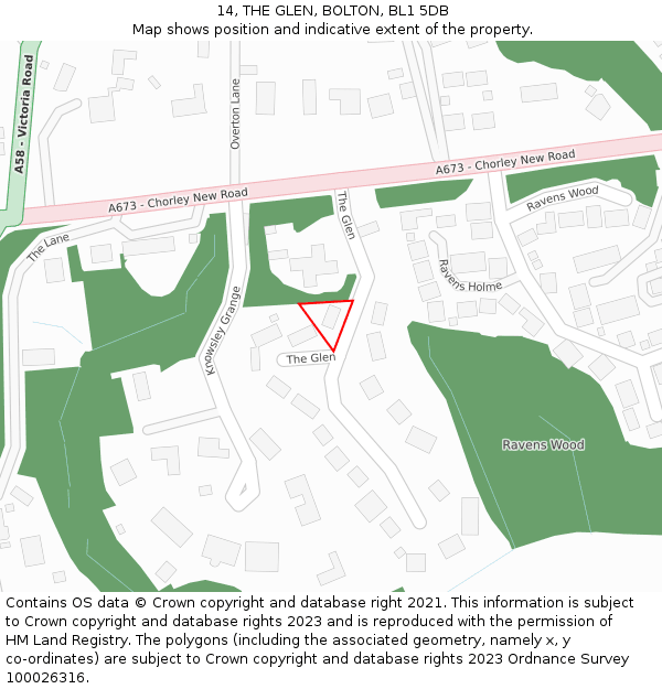 14, THE GLEN, BOLTON, BL1 5DB: Location map and indicative extent of plot