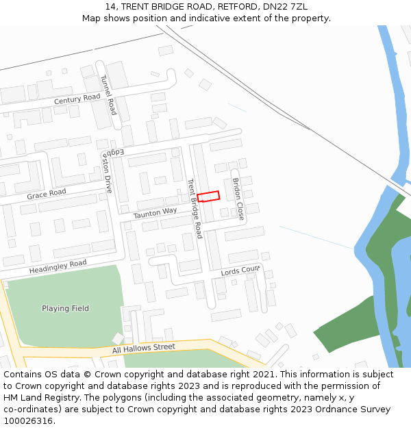 14, TRENT BRIDGE ROAD, RETFORD, DN22 7ZL: Location map and indicative extent of plot