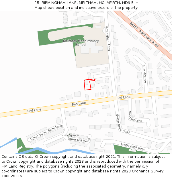 15, BIRMINGHAM LANE, MELTHAM, HOLMFIRTH, HD9 5LH: Location map and indicative extent of plot