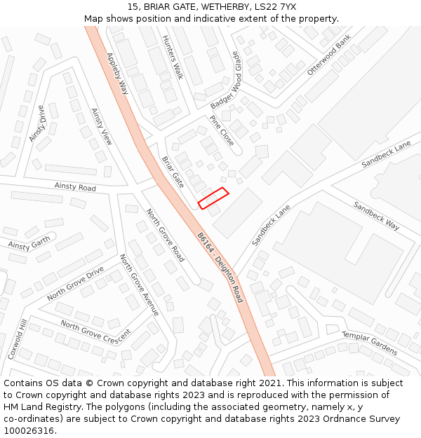 15, BRIAR GATE, WETHERBY, LS22 7YX: Location map and indicative extent of plot