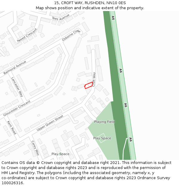 15, CROFT WAY, RUSHDEN, NN10 0ES: Location map and indicative extent of plot