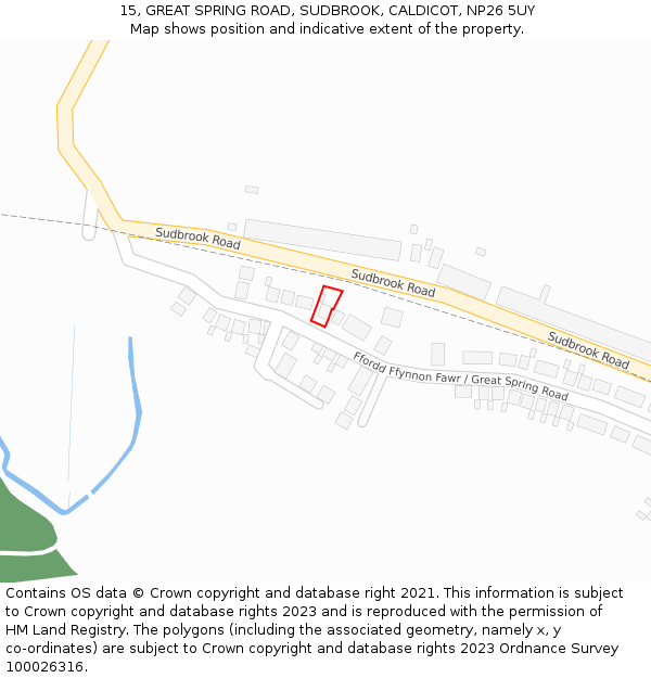 15, GREAT SPRING ROAD, SUDBROOK, CALDICOT, NP26 5UY: Location map and indicative extent of plot