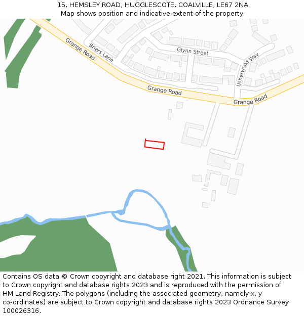 15, HEMSLEY ROAD, HUGGLESCOTE, COALVILLE, LE67 2NA: Location map and indicative extent of plot