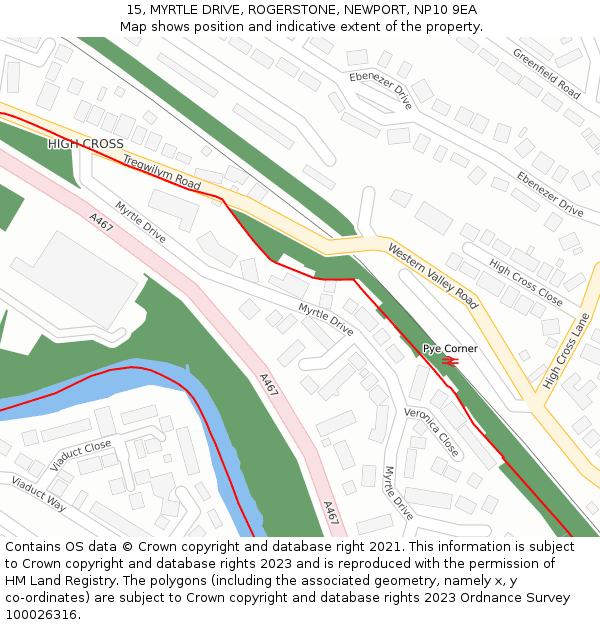 15, MYRTLE DRIVE, ROGERSTONE, NEWPORT, NP10 9EA: Location map and indicative extent of plot