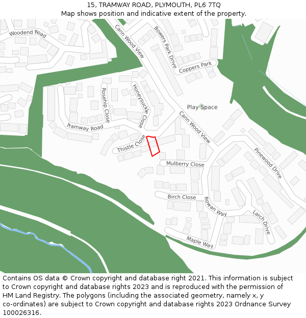 15, TRAMWAY ROAD, PLYMOUTH, PL6 7TQ: Location map and indicative extent of plot