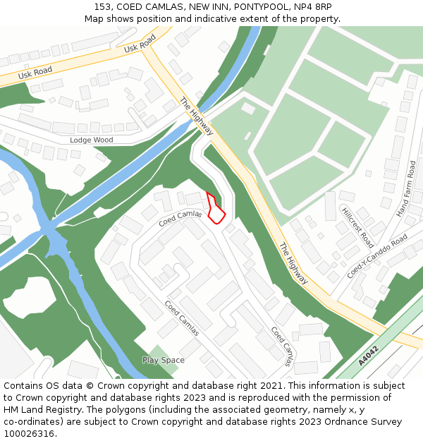 153, COED CAMLAS, NEW INN, PONTYPOOL, NP4 8RP: Location map and indicative extent of plot