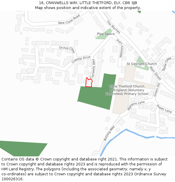 16, CRANWELLS WAY, LITTLE THETFORD, ELY, CB6 3JB: Location map and indicative extent of plot