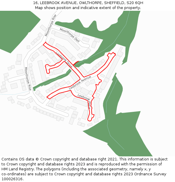 16, LEEBROOK AVENUE, OWLTHORPE, SHEFFIELD, S20 6QH: Location map and indicative extent of plot