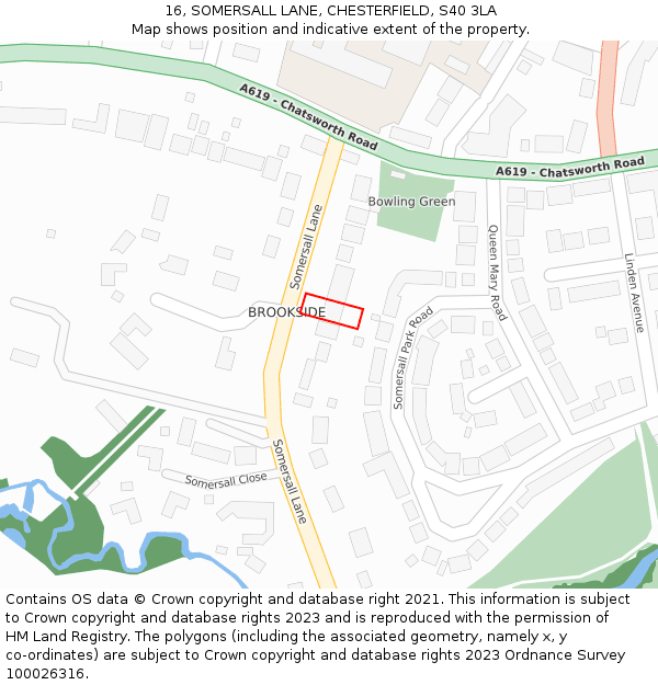 16, SOMERSALL LANE, CHESTERFIELD, S40 3LA: Location map and indicative extent of plot