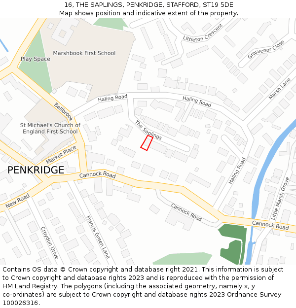 16, THE SAPLINGS, PENKRIDGE, STAFFORD, ST19 5DE: Location map and indicative extent of plot