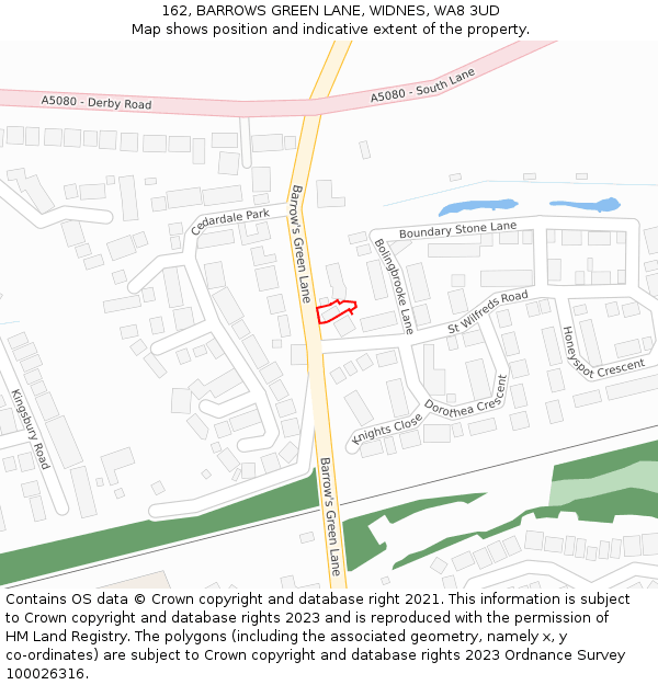 162, BARROWS GREEN LANE, WIDNES, WA8 3UD: Location map and indicative extent of plot