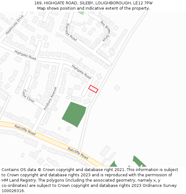 169, HIGHGATE ROAD, SILEBY, LOUGHBOROUGH, LE12 7PW: Location map and indicative extent of plot